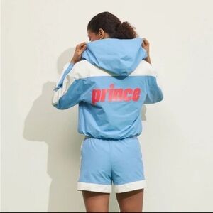Prince @ Target blue Jacket Windbreaker Zip Hooded Cropped Logo Size Large NWT